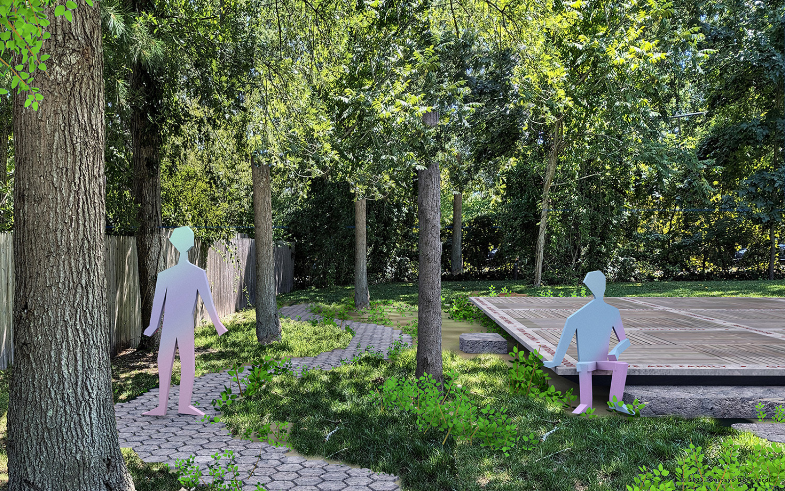 Rendering of the Wainscott Green Project. Figures for scale only.